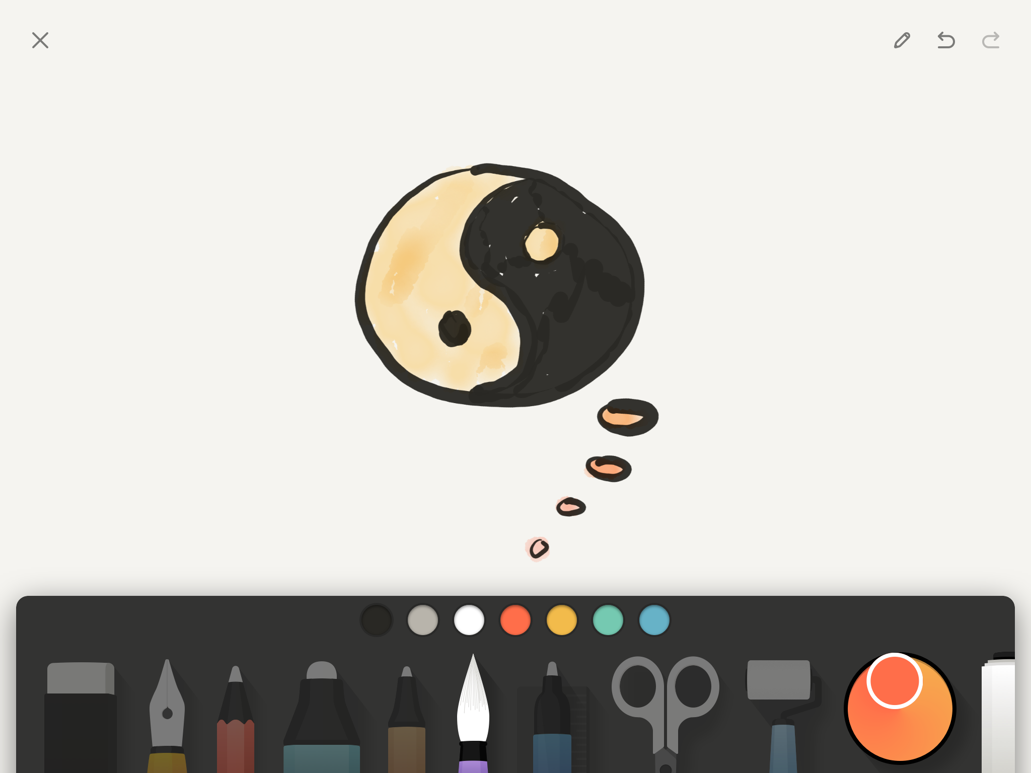 Sketching a Yin Yang thought bubble